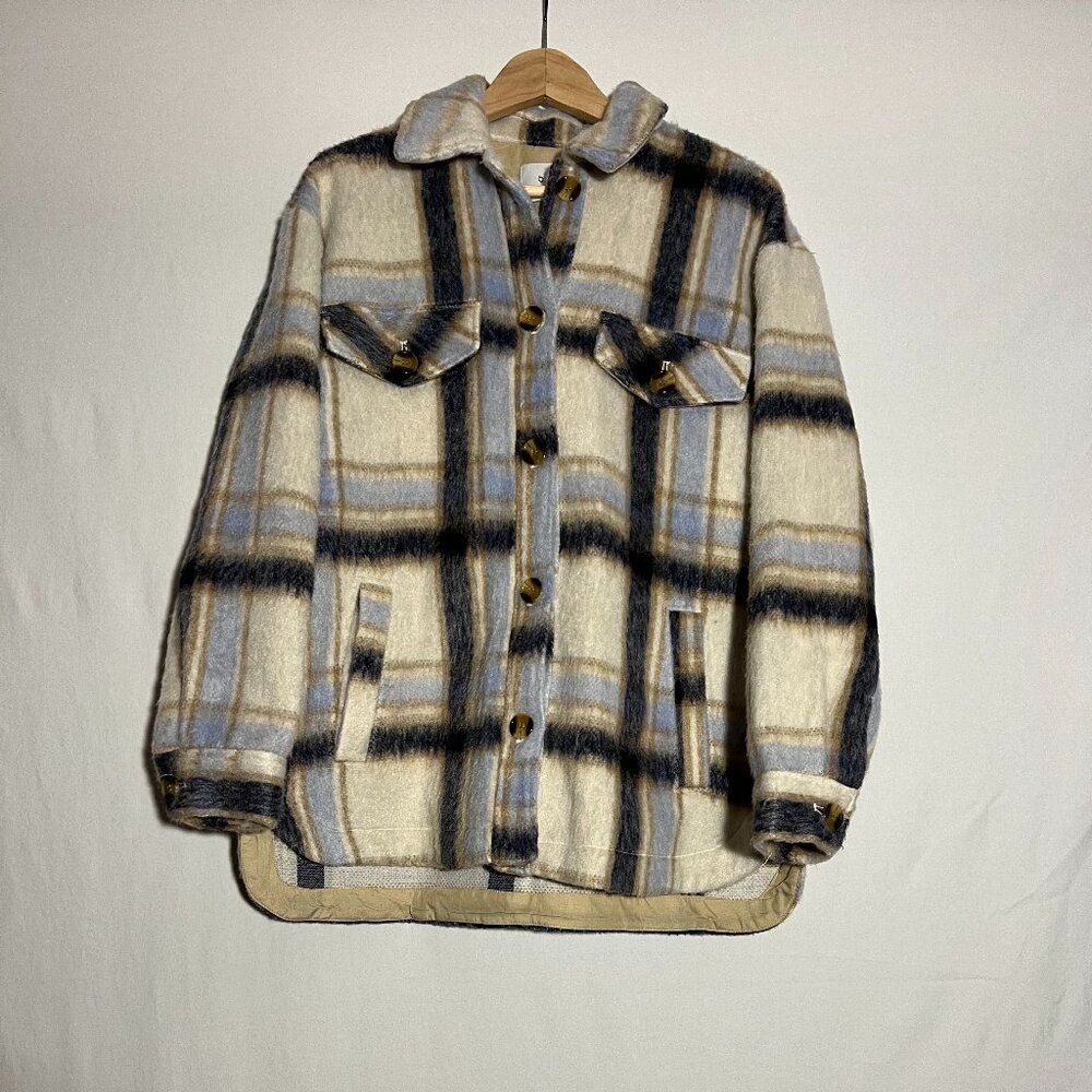 Plaid Women's Jacket in Cream and Blue